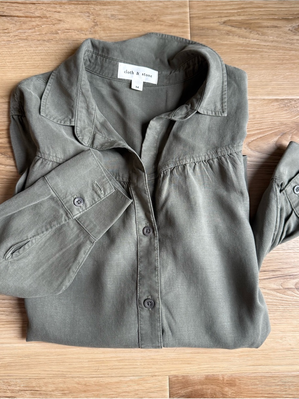 cloth & stone Olive-Green Button-Front Shirt